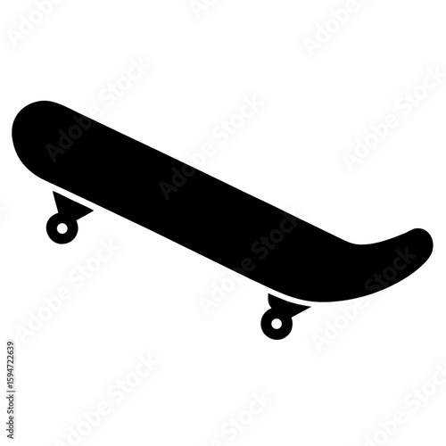 Classic skateboard silhouette isolated on a clean white background for design isolated on white background