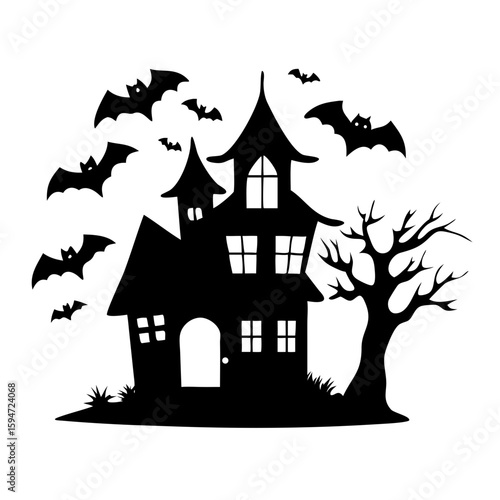 halloween house with bats