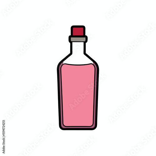 Bottle of Rose Water Vector Illustration for Skincare and Herbal Concept