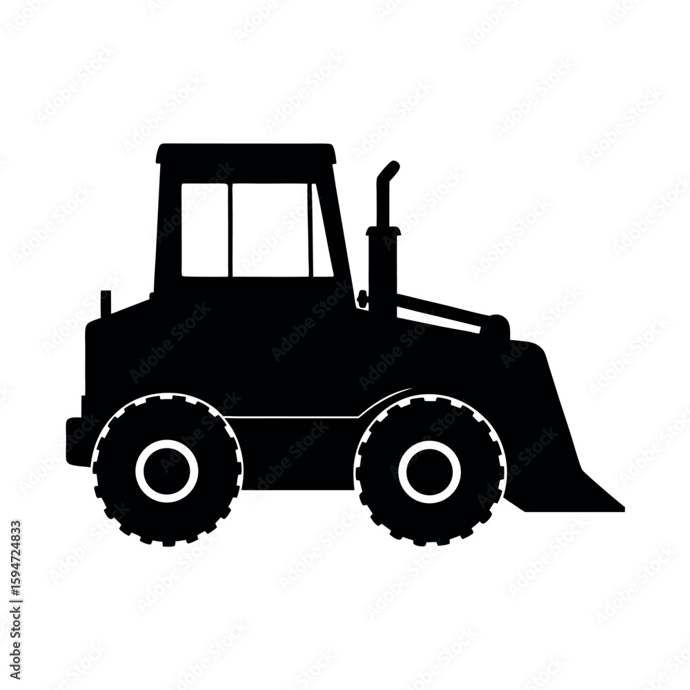Naklejka premium Heavy bulldozer for pushing earth and debris Silhouette Vector illustration