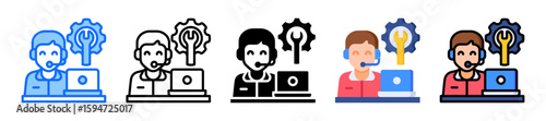 Technical Service icon Multi Style Vector Illustration