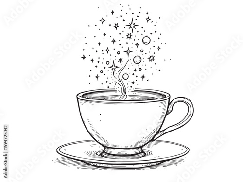 cosmic teacup vector line art