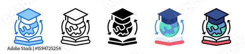 Global Education icon Multi Style Vector Illustration