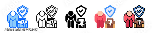Unemployment Insurance icon Multi Style Vector Illustration