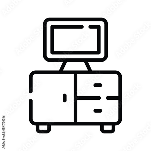 Well designed outline icon of lcd display table
