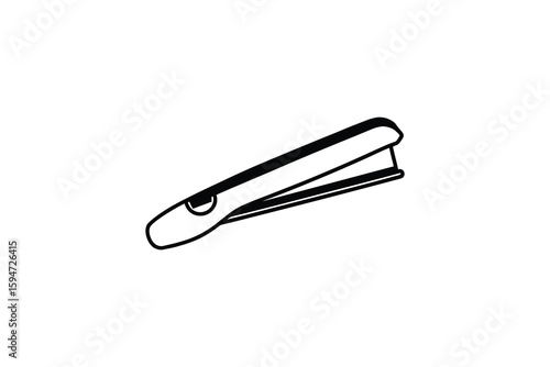 Minimalist Hair Straightener Icon in Black and White Depicting Beauty and Styling Tool with Clean Lines and Silhouette Style silhouette