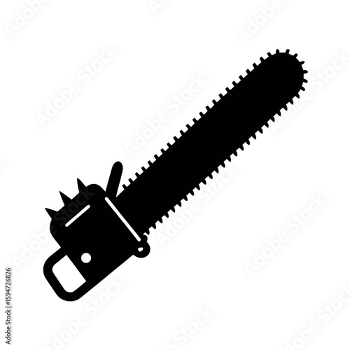 Gas powered chainsaw for heavy duty wood cutting Silhouette Vector illustration