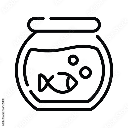 A trendy linear icon of round decorative fishbowl
