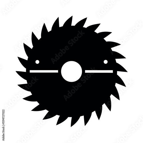 Electric circular saw tool with sharp rotating blade Silhouette Vector illustration