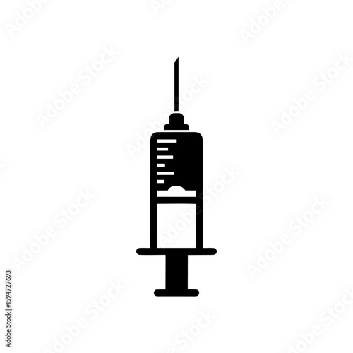 Isolated medical syringe with needle and a drop of blood, a health tool for injection