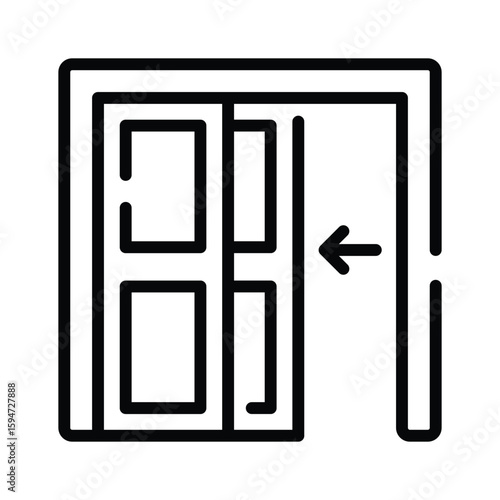 A customizable linear icon of glass glazing door