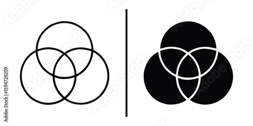 Intersecting Venn Diagram Circles: a stark display of a Venn diagram, comprised of intersecting circles in contrast, illustrating concepts of overlap, relationships, and data visualization.