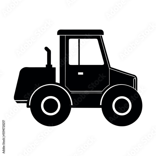 Construction compactor equipment for road works Silhouette Vector illustration