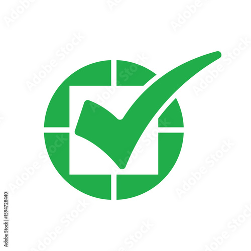 Green check mark, isolated tick symbols, checklist signs, and an approval badge. Flat and modern checkmark design, vector illustration.