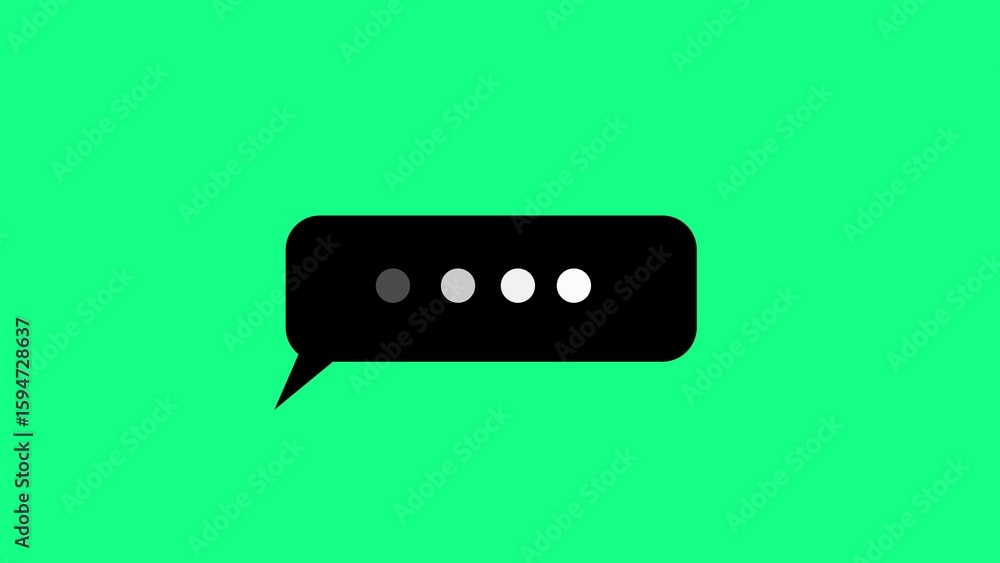 Fototapeta premium Black Speech Bubble with Dots on Green Background chat