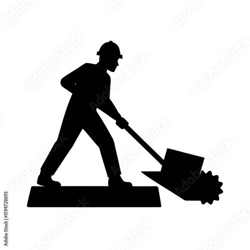 Concrete cutting tool for construction surfaces Silhouette Vector illustration