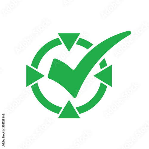 Green check mark, isolated tick symbols, checklist signs, and an approval badge. Flat and modern checkmark design, vector illustration.