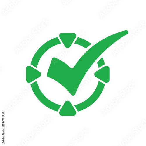 Green check mark, isolated tick symbols, checklist signs, and an approval badge. Flat and modern checkmark design, vector illustration.