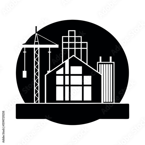Rolled construction blueprint paper for architects Silhouette Vector illustration
