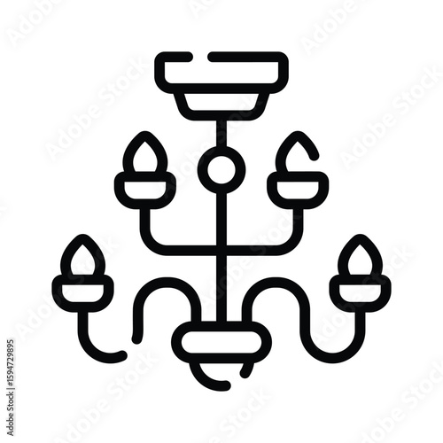 An amazing outline icon of decorative chandelier light