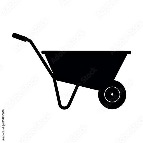 Wheelbarrow used for hauling on construction site Silhouette Vector illustration