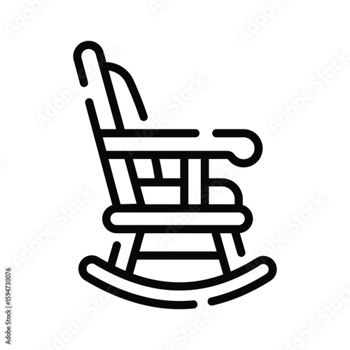 Well-crafted outline icon of classic rocking chair