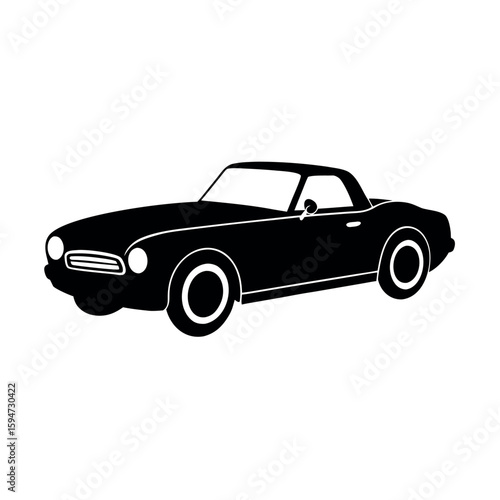 Open roof convertible car for stylish driving Silhouette Vector illustration
