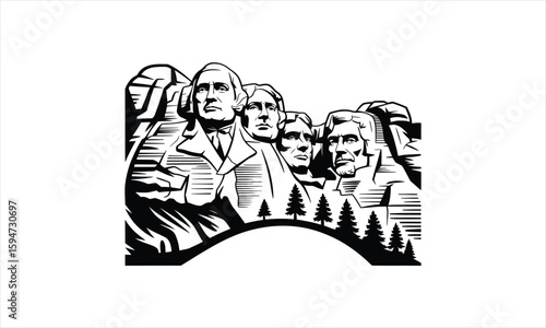 Iconic mountain sculptures silhouette