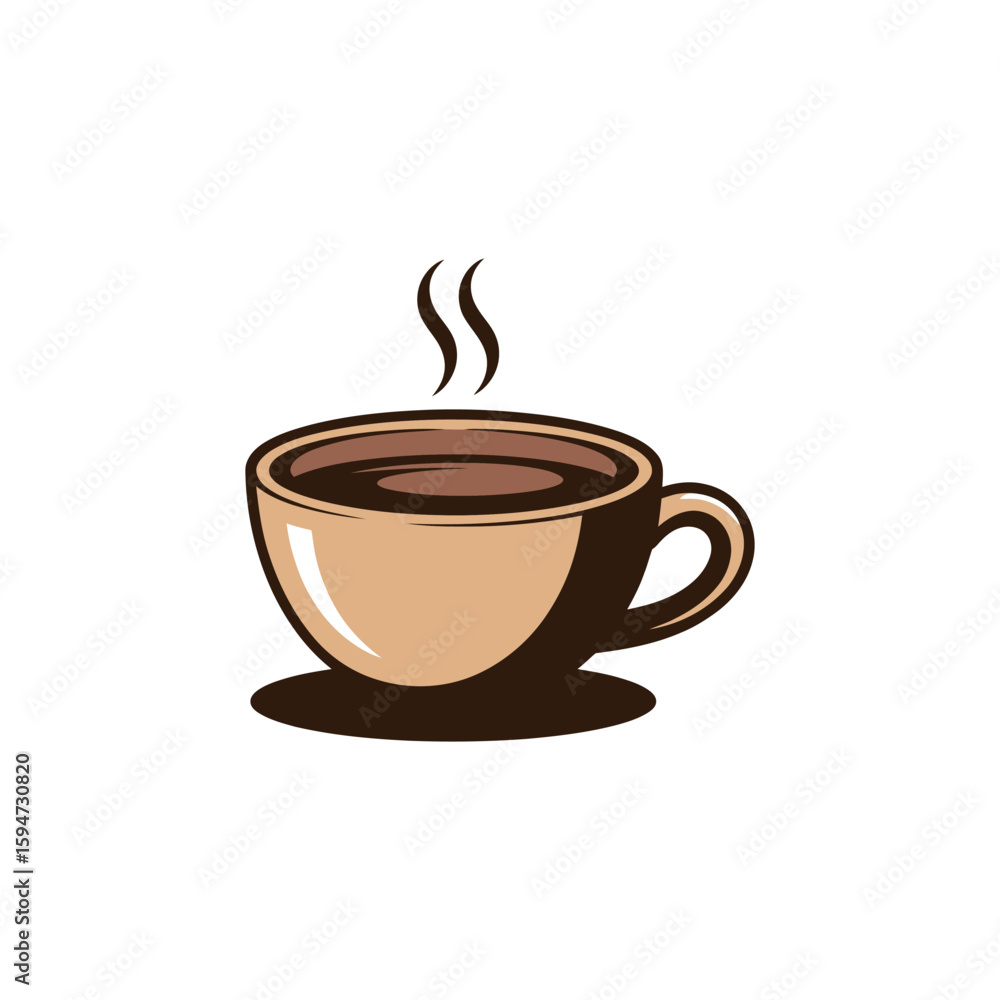 Obraz premium Steaming cup of coffee illustration isolated on a white background for design