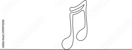 Musical Note Quaver. Continuous Line Art of Music Symbol and Melody Concept
