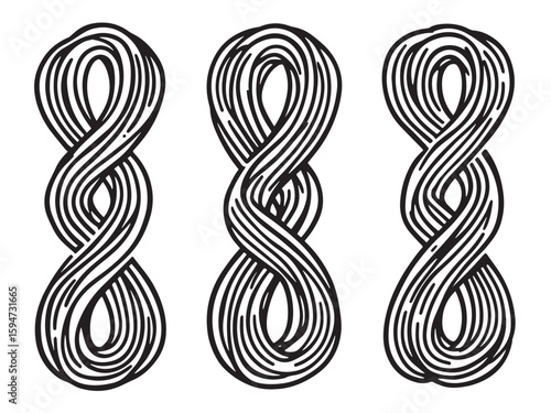 Fettuccine pasta line art vector