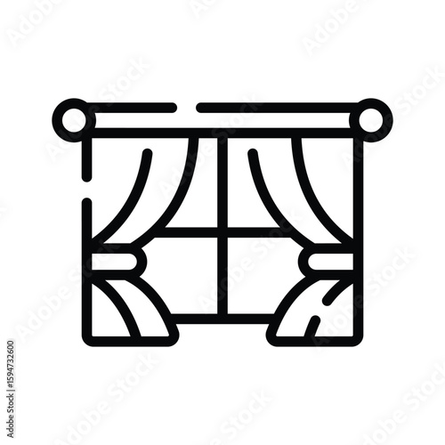 A soft linear icon of flowing window curtains