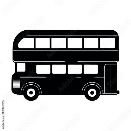 Iconic double decker bus used for city transport Silhouette Vector illustration