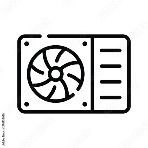 A compact linear icon of mounted ac unit