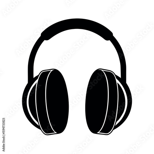 Protective ear muff gear for noise reduction Silhouette Vector illustration
