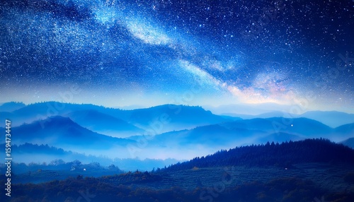 星空と幻想的な山岳風景1