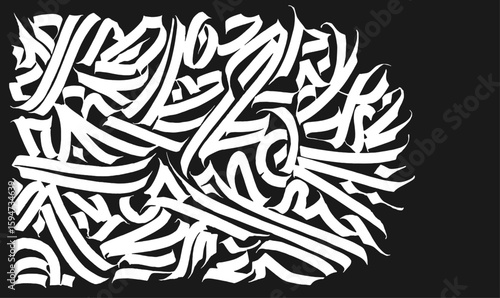 Abstract hand drawn brush line concept, ornamental design composition