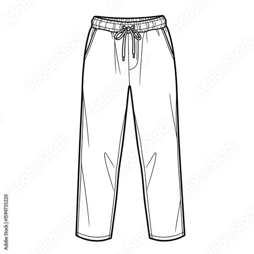 Casual sweatpants illustration, sketch style, monochrome design