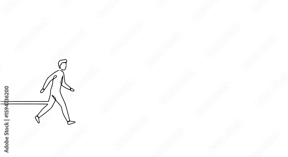 Fototapeta premium Walking person in single line outline vector style with minimal design 