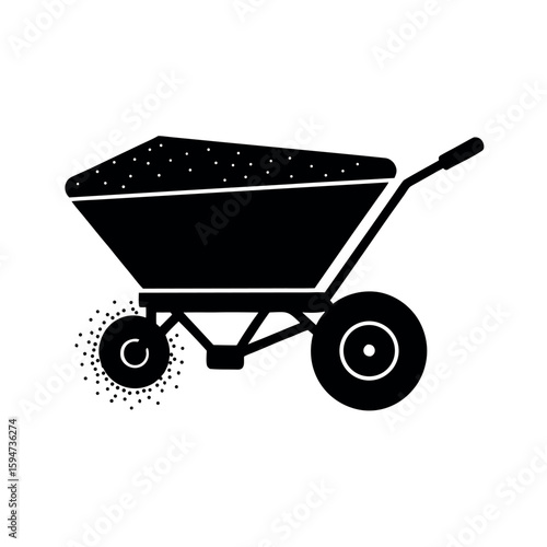 Fertilizer spreader cart for large fields Silhouette Vector illustration
