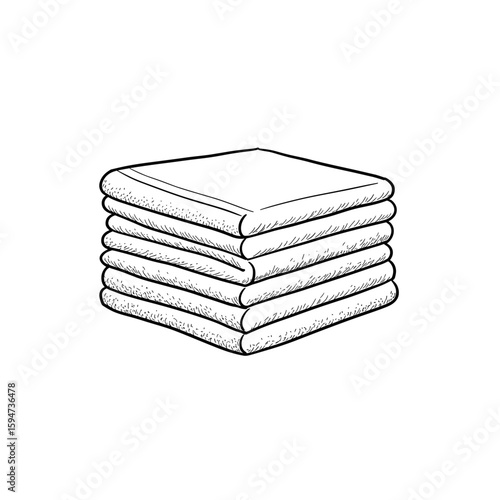 Stack of cleaning cloths illustration, sketch style, monochrome design