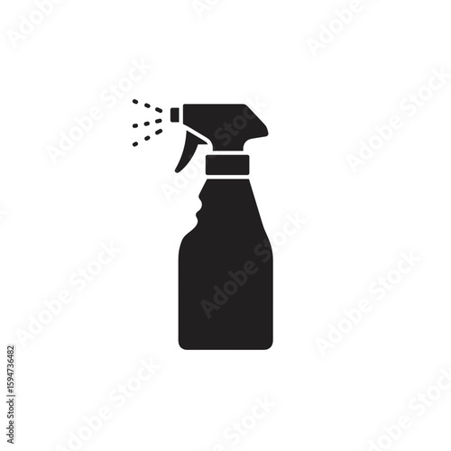 Black silhouette spray bottle illustration, minimalistic design