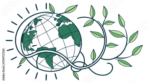 Sustainability in minimal style, dynamic mood - vector illustration