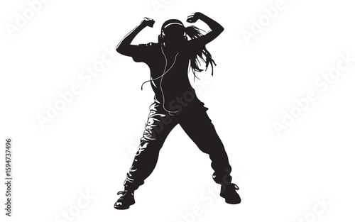 Male Singers Silhouette Vector  Duo Vocal Performance Illustration