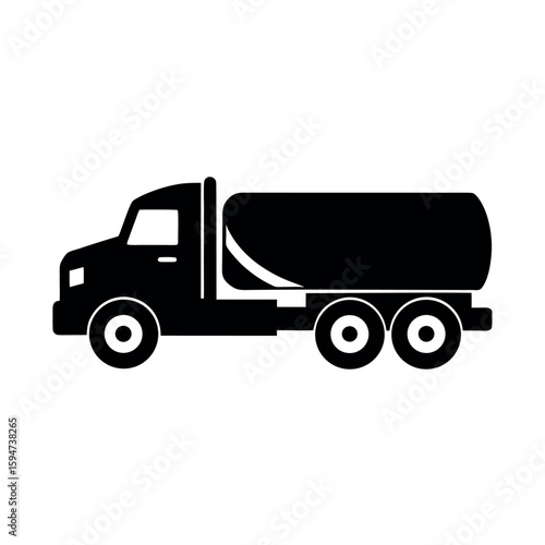 Large industrial fuel truck for oil transport Silhouette Vector illustration