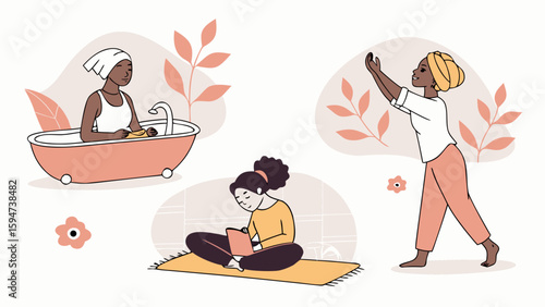 Healthy eating in flat vector style, serene mood - vector illustration