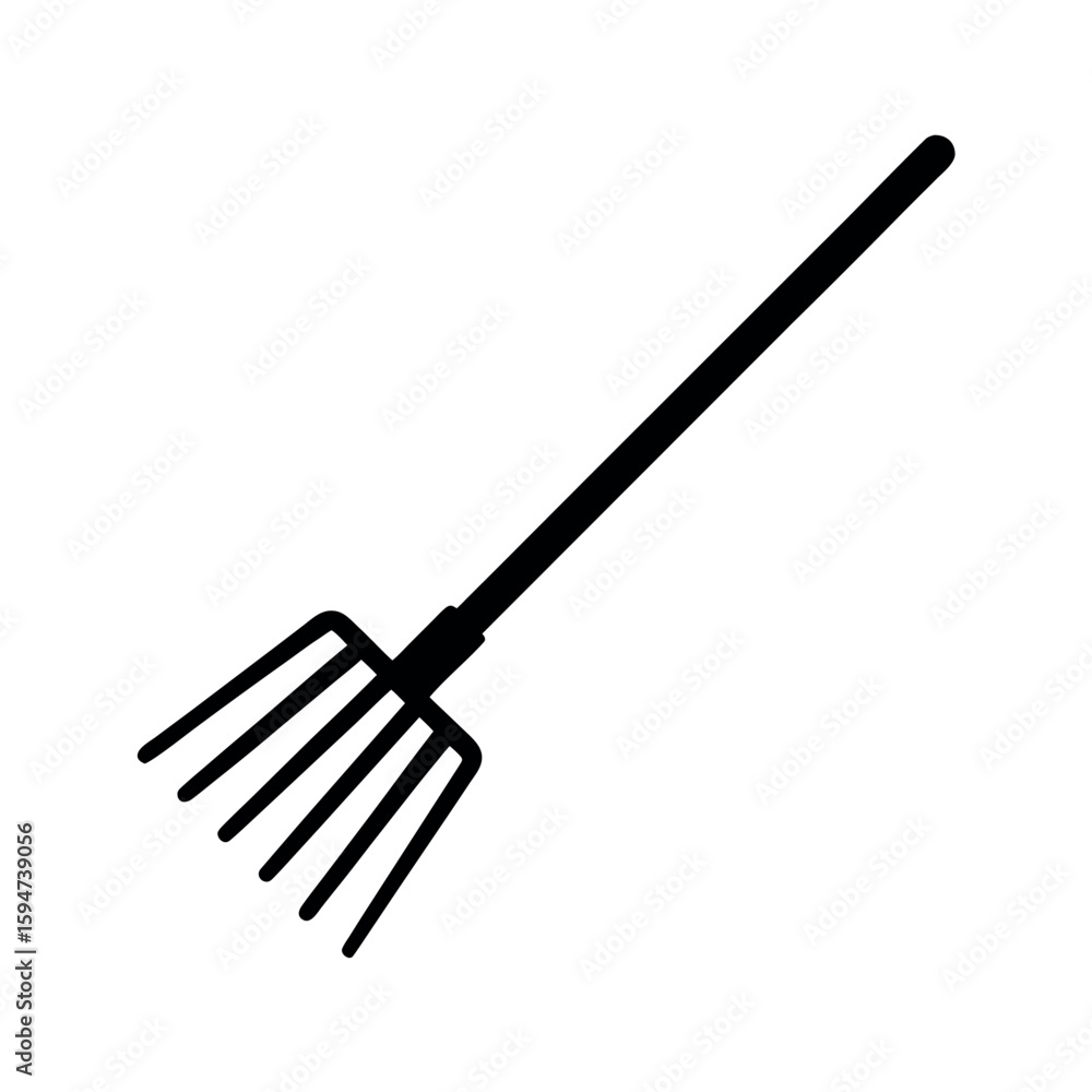 Naklejka premium Metal garden rake used for outdoor maintenance Silhouette Vector illustration