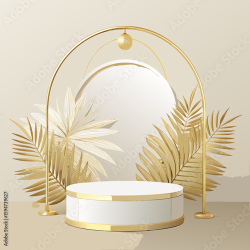 vector illustration of a gold plate with a flower