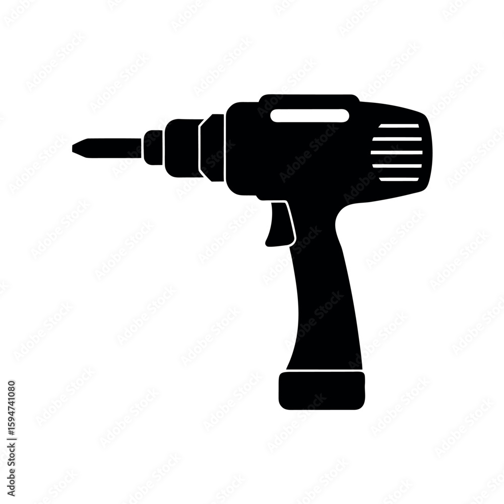 Electric hammer drill for construction use Silhouette Vector illustration Electric hammer drill for construction use Silhouette Vector illustration