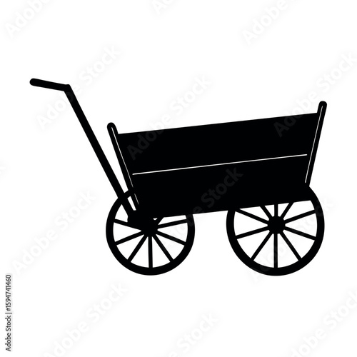 Simple hand cart used for carrying materials Silhouette Vector illustration